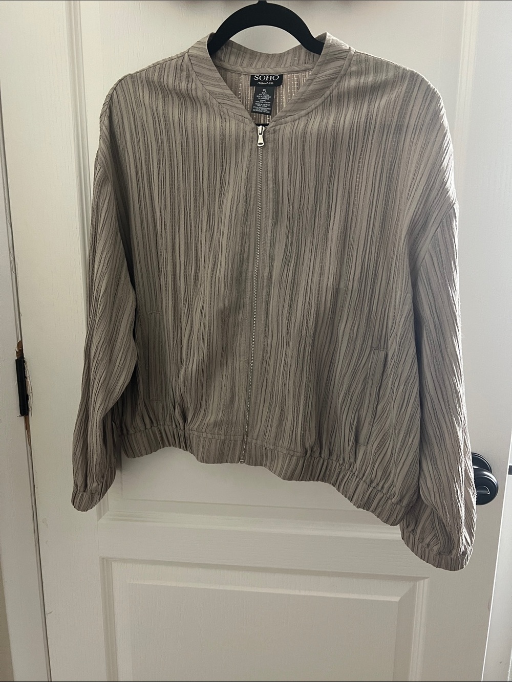 SOHO Men's Taupe Ribbed Zip-Up Sweater Jacket